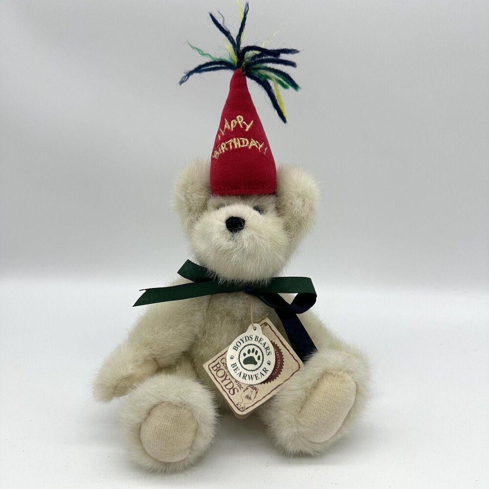 New Boyds Bears Party Hat Bearwish Happy Birthday Bear 8” Plush